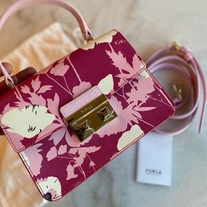 Furla Toni Floral Leather Mini Bag, pink